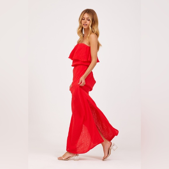 MICHAEL STARS NWOT TARA DOUBLE GAUZE STRAPLESS DRESS - Picture 3 of 13